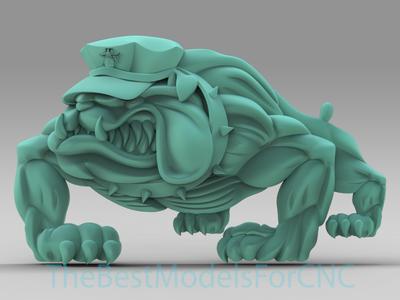 3D Model STL File for CNC Router Laser & 3D Printer Police Bulldog