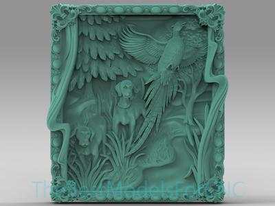 3D Model STL File for CNC Router Laser & 3D Printer Pheasant Dog Hunting