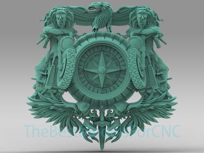 3D Model STL File for CNC Router Laser & 3D Printer Compass Rose on Motorcycles