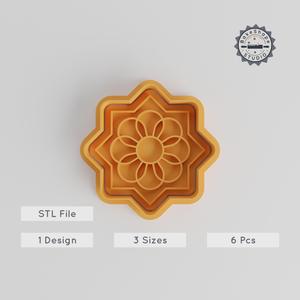 Mandala Shape Cutter & Stamp, S/M/L Sizes, Perfect for Cookies, Fondant, 6-Piece Set, Intricate Geometric Pattern