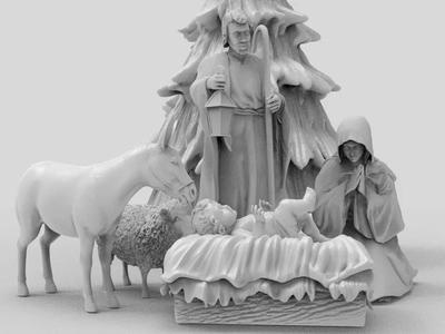 Nativity Crib figures 3D print model HOLY FAMILY STATUE