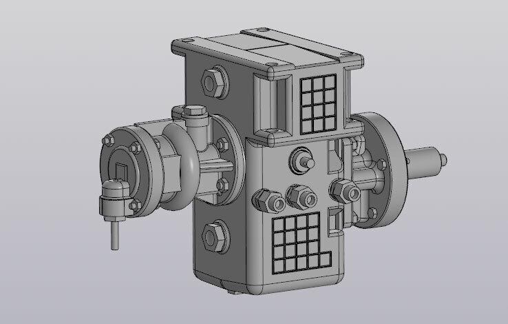 Soviet / Russian cargo trains brake equipment (model 188B cylinder, model 483 air distributor and hand brake handle wheel) models