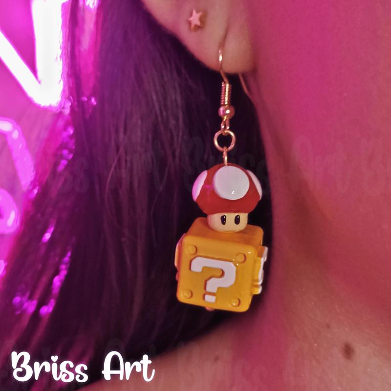 Mario Bross 3D Mushroom Box Earrings