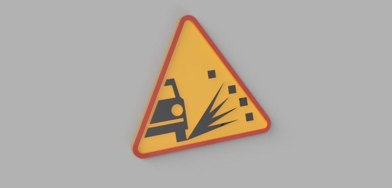 1/10 ROAD SIGN / ZNAK DROGOWY OSTRZEGAWCZY A28