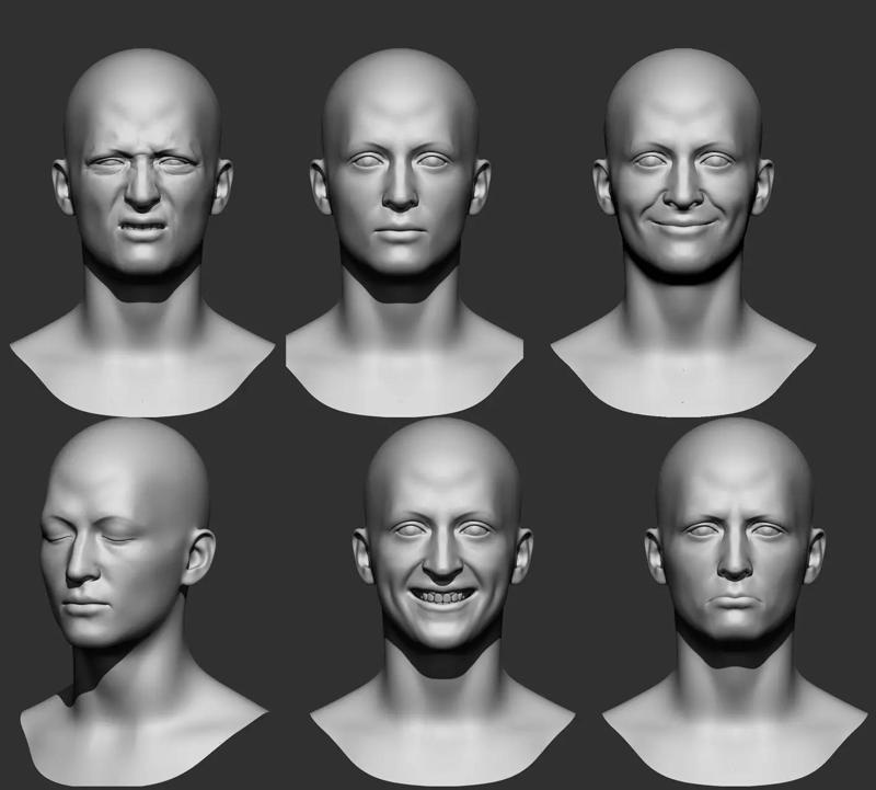 human Base mesh head multi expressions 3d stl model