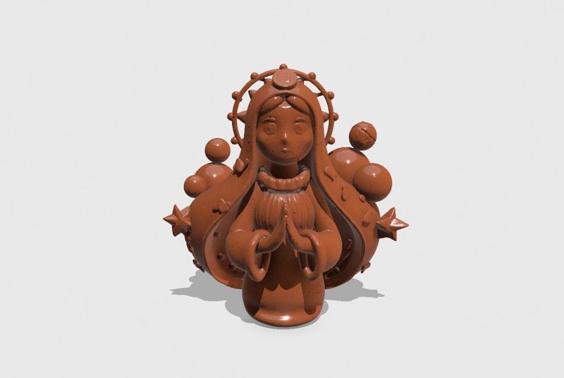 3D cartoon of Virgin Mary figurine, Christmas ornament, holiday decoration