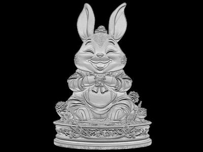 Happy Buddha Bunny Sculpture - Joyful Rabbit Meditation Statue