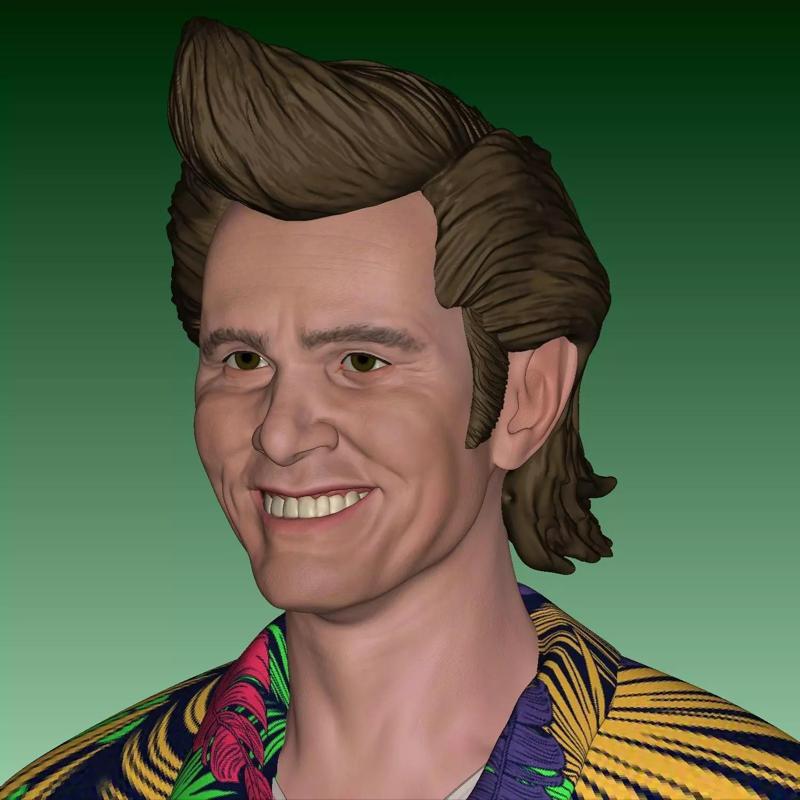 Jim Carrey Ace Ventura Normal and Smiling head