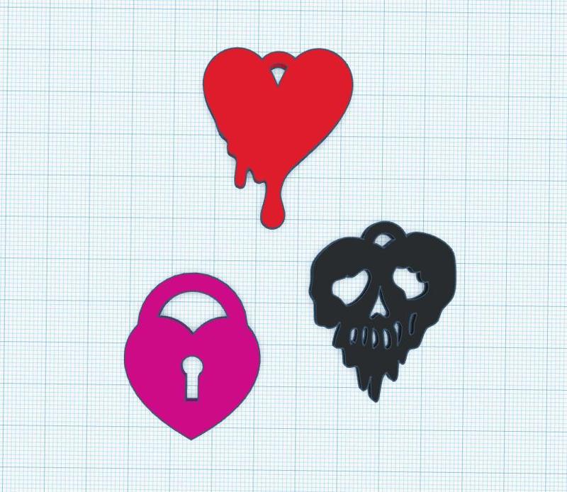 Heart earrings pack 3