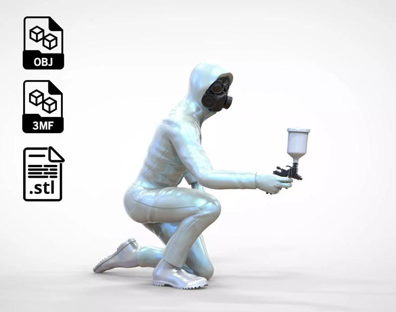 N2 Car Painter Painting with Paint Spray