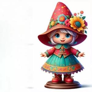 1101Fairy Tale Gnome Color Full Body Figurine on Base