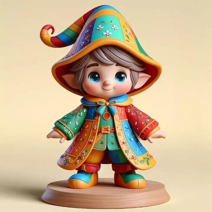 1043Fairy Tale Gnome Color Full Body Figurine on Base