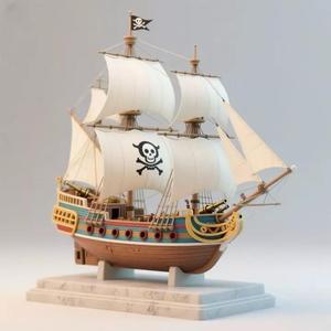 1982Pirate Sailing Ship with Cannons Minimalist Model