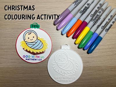 Baby Jesus in Manger | Christmas Bauble Colouring