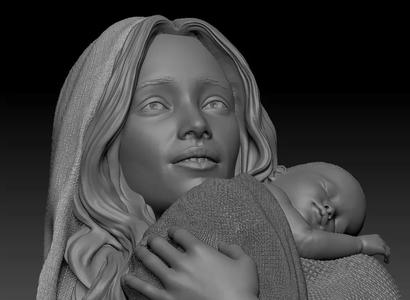A sweet Mary with Jesus child 3d printable