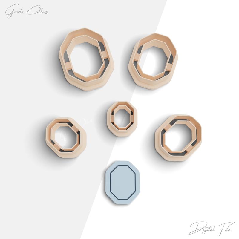 Vintage Frame Clay Cutter, Framed Shape Polymer Clay Earring Cutter, 2 Cutter Version, 5 Sizes Included, Digital STL File,No: 954