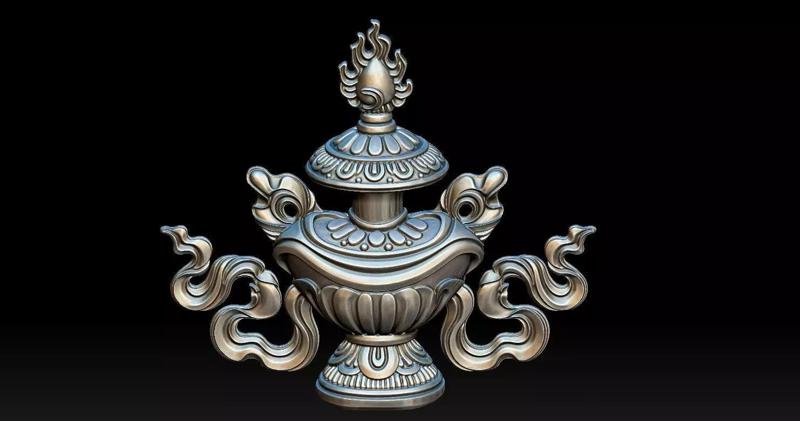 Buddhist Treasure Vase Statue
