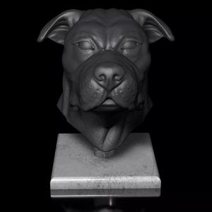 American Bulldog Head Portrait STL-3D Printing File High Polygon