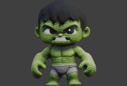 Knitted Hulk 3D Model (Chibi Style)