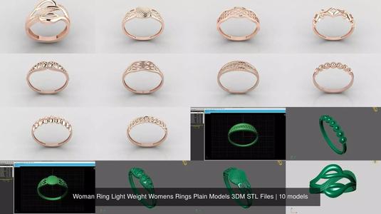 10 Models Woman Ring Womens Rings Plain Models 3DM STL Files 3D Model Collection