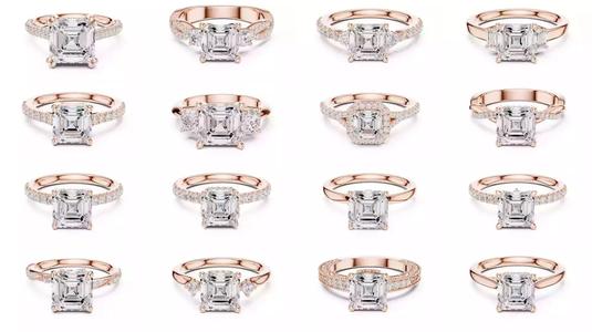 112 Asscher Diamond Rings 3DM STL OBJ FBX 3 Color Render Video 3D Model Collection