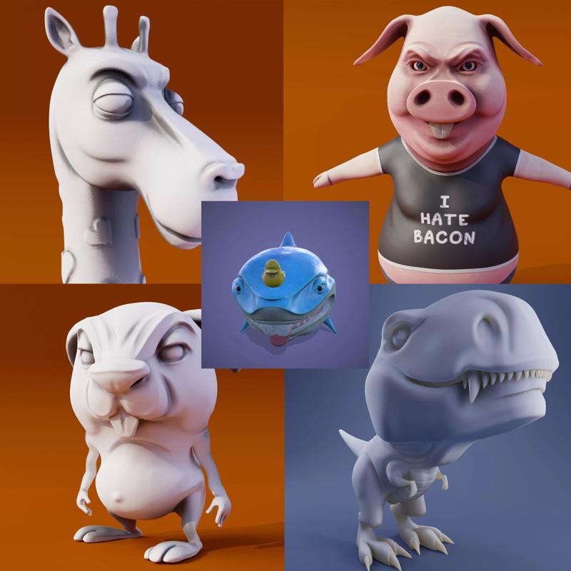 Toon Animals Pack - 3D Print Models 3D Model Collection