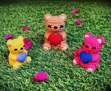 Bear Love - Valentine's Day multicolor knitted container - Not needed supports