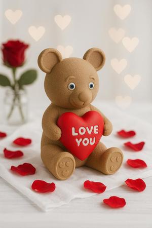 🧸 Love Teddy Bear with Heart – "LOVE YOU" Message | 3D Print STL
