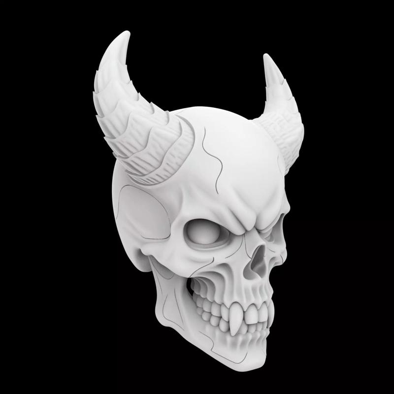 Demon Skull with Glowing Eyes 3D Printable Model