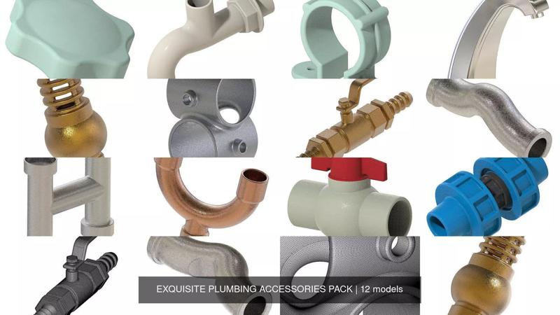 EXQUISITE PLUMBING ACCESSORIES PACK 3D Model Collection