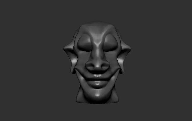 Face 3d model head with smile