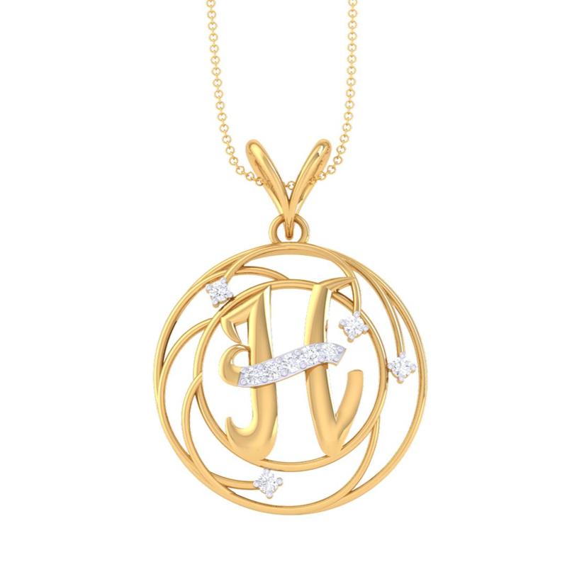 3D Printable Cad jewelry design of Lady diamond Pendant Letter model