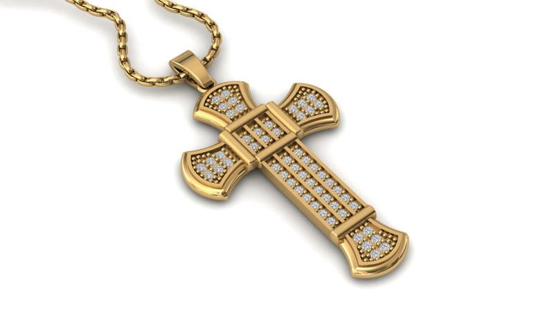 Print Ready STL 3DM Cross Necklace Classic Diamond Pendant