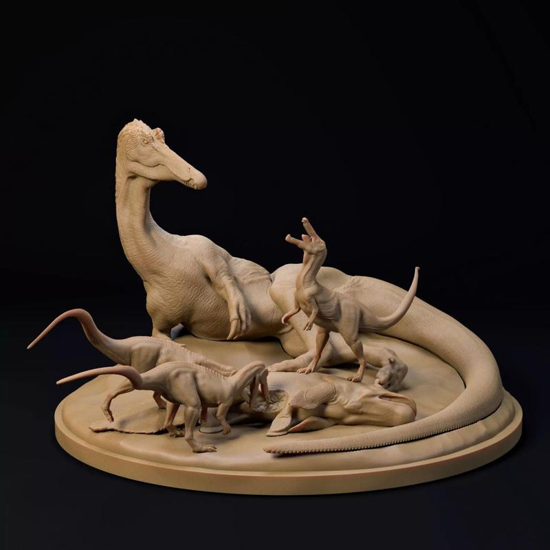 Suchomimus family 1-35 scale pre-supported dinosaur