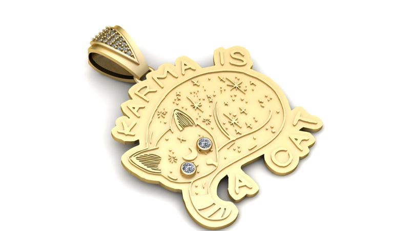 “Karma Is a Cat” Pendant – 3D Printable Jewelry Model