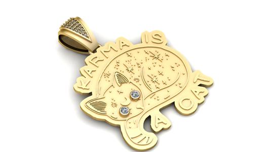 “Karma Is a Cat” Pendant – 3D Printable Jewelry Model
