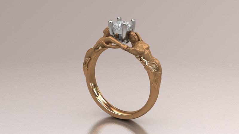 Carrera y Carrera Embrace Ring Lovers Holding Diamond Ring Couple Embrace Engagement Ring