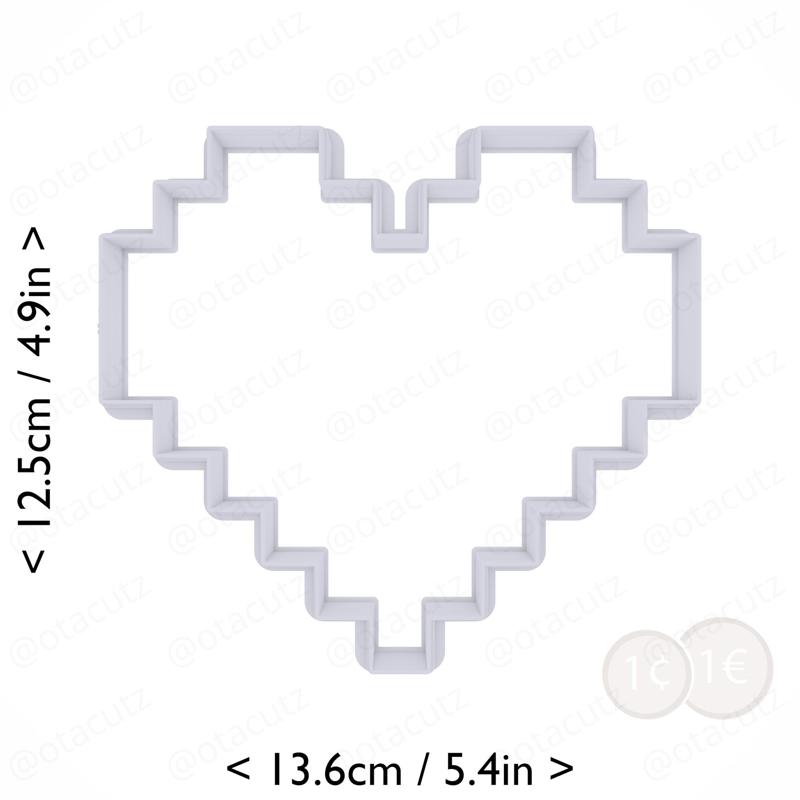 Pixel Heart Cookie Cutter 5in / 12.7cm