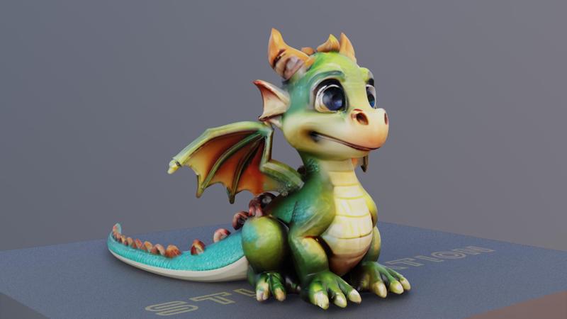 Smolwing the Dragon 3D Printable Cute Fantasy Creature 280mm One Piece Model