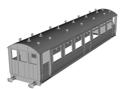 Midland Railway Steam Railmotor Trailer Coach (original condition) 1/148 scale