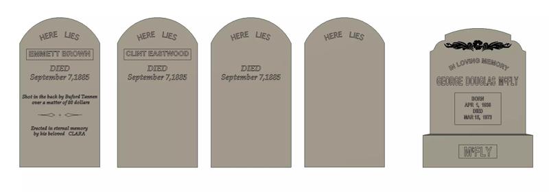 Ensemble pierres tombales retour vers le futur plus extra