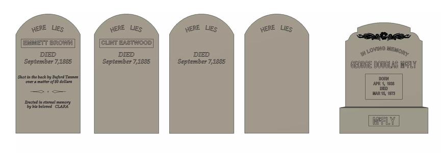 Ensemble pierres tombales retour vers le futur plus extra