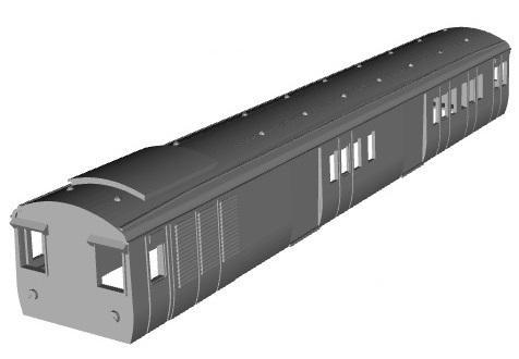 LMS GEC baggage motor coach 59ft 1/76 scale