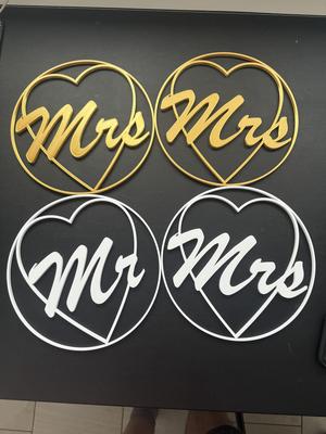 Stuhlschild Set für Hochzeit Mr & Mrs