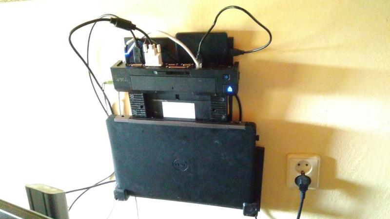 Dell docker on wall to save space on desk ;-D