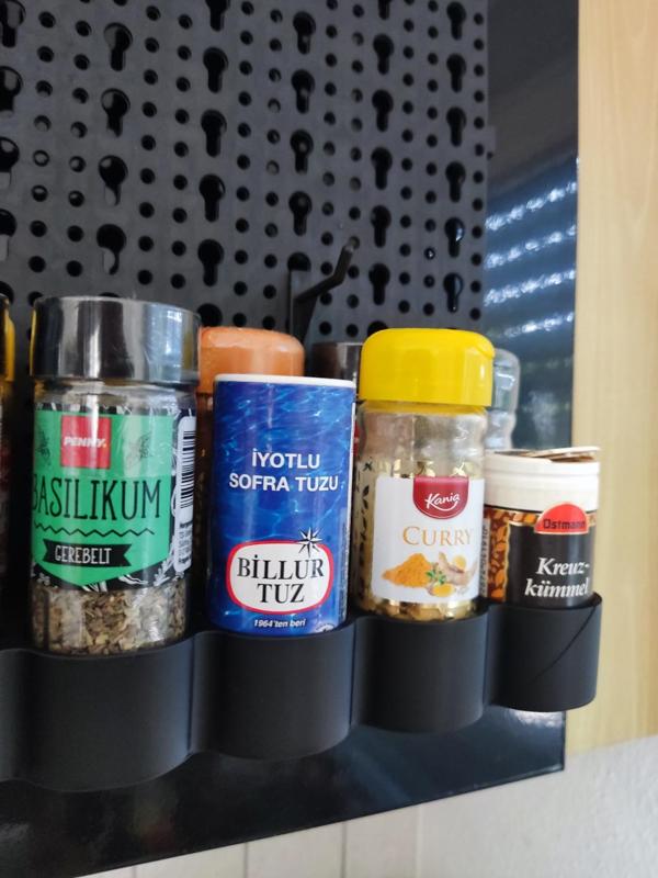 The Parkside pegboard spice rack/hanger