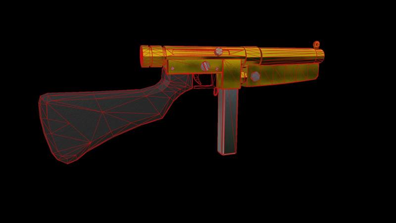 Golden Elegance: A Luxurious 3D Model of the Gilded Thompson M1A1 Submachine Gun