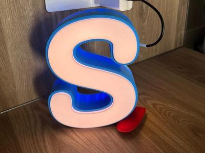 Letter S with LED hole
