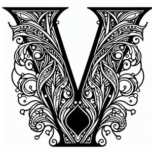 Frottage creation: letter V (version 1)