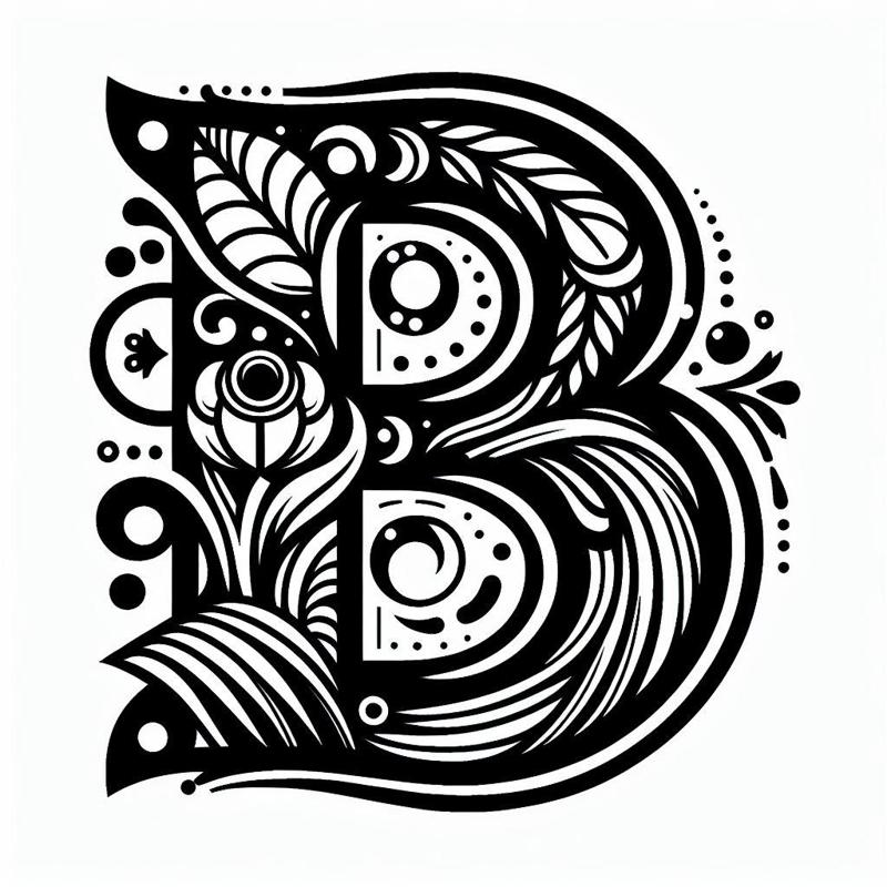 Frottage creation: letter B (version 2)